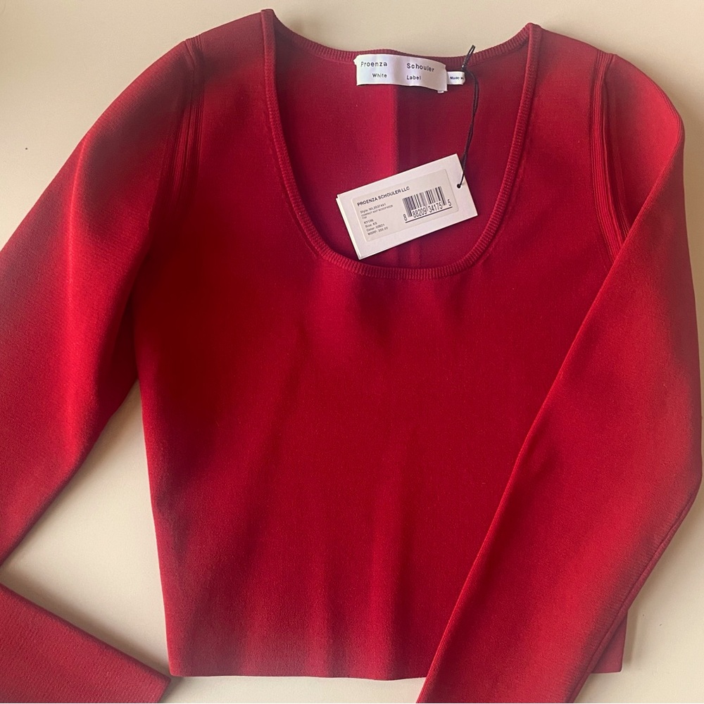 Proenza Schouler White Label NWT red knit long sleeve crop top ex XS